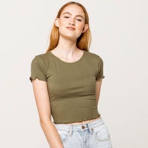 Tilly’s Destined Ribbed Lettuce Edge Crop Top